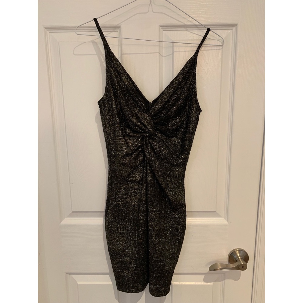 Black and gold sparkle body con dress